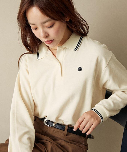 長袖單點鹿子紋POLO衫