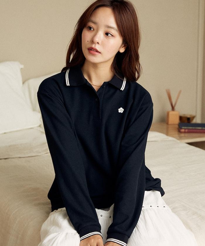 長袖單點鹿子紋POLO衫