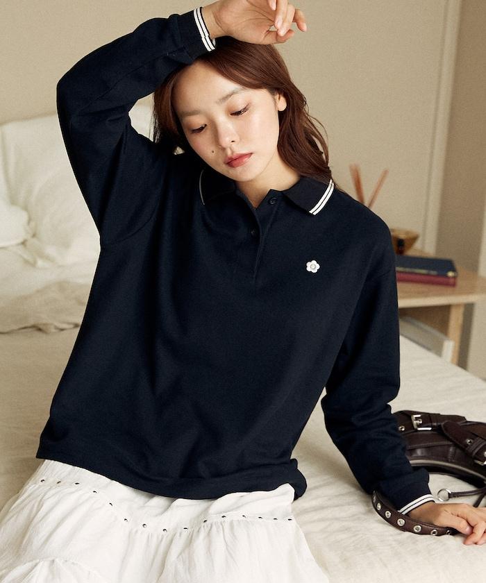 長袖單點鹿子紋POLO衫