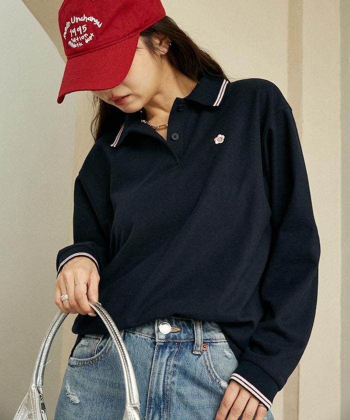 長袖單點鹿子紋POLO衫