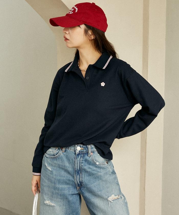 長袖單點鹿子紋POLO衫