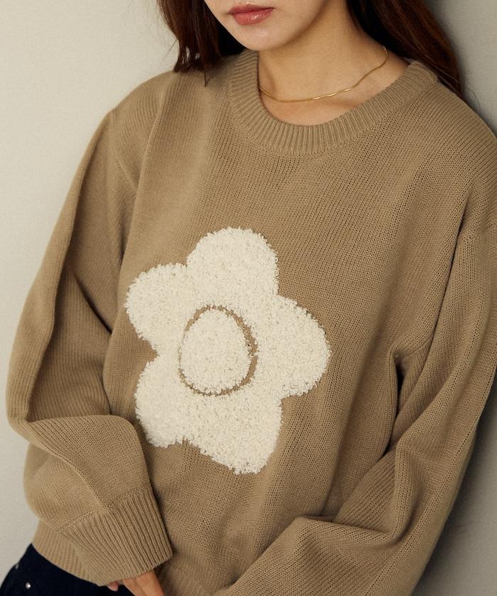 相良花卉圖案藝術提花針織衫