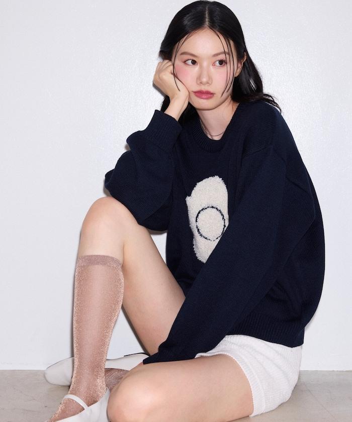 相良花卉圖案藝術提花針織衫