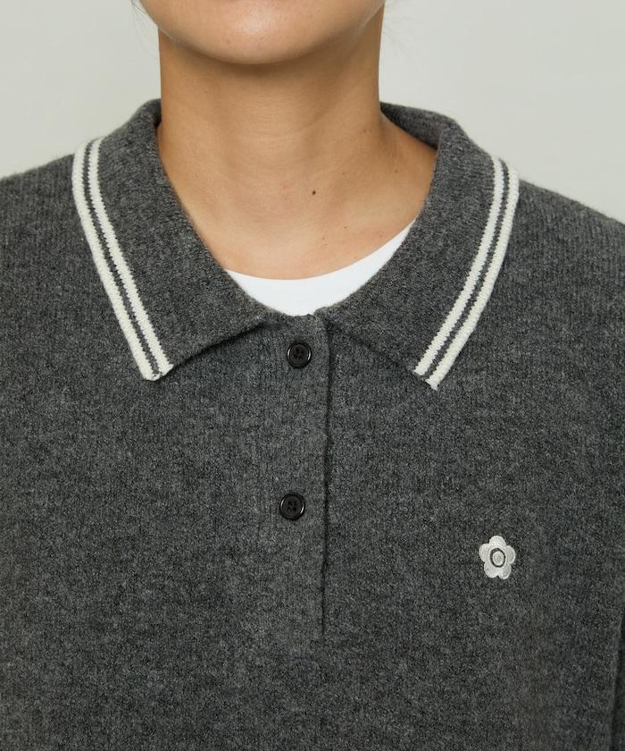 領口線條 單點刺繡 針織POLO衫