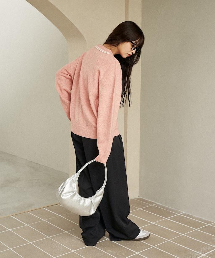 領口線條 單點刺繡 針織POLO衫