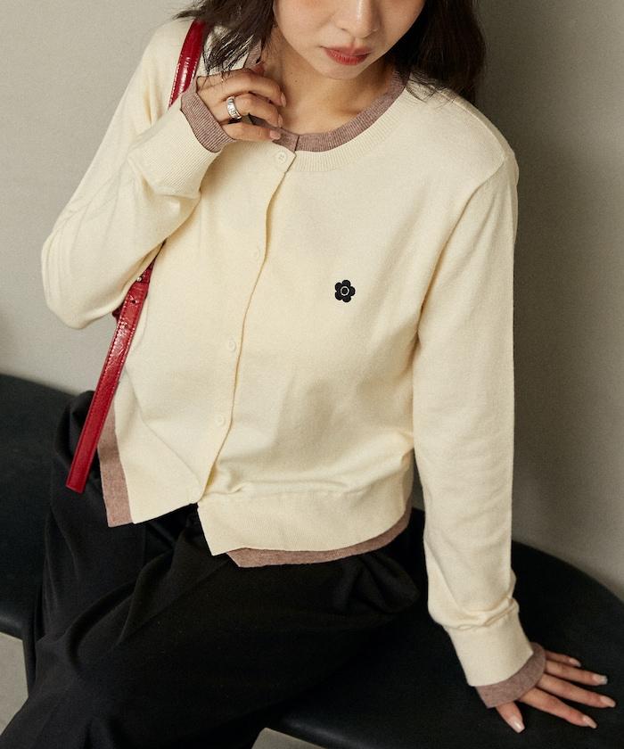 單點刺繡疊穿風針織開衫