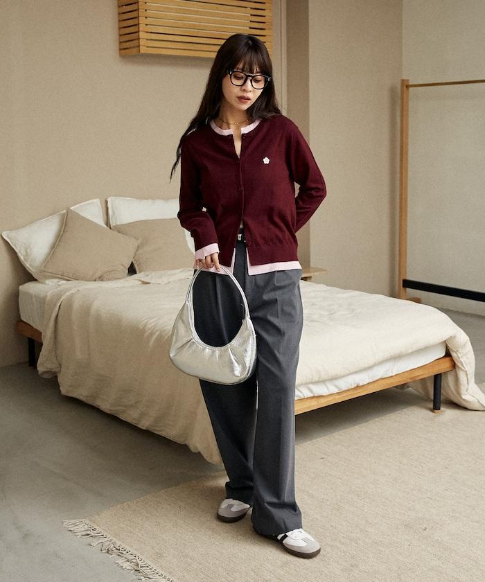 單點刺繡疊穿風針織開衫