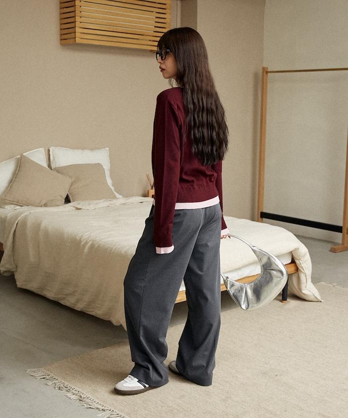 單點刺繡疊穿風針織開衫