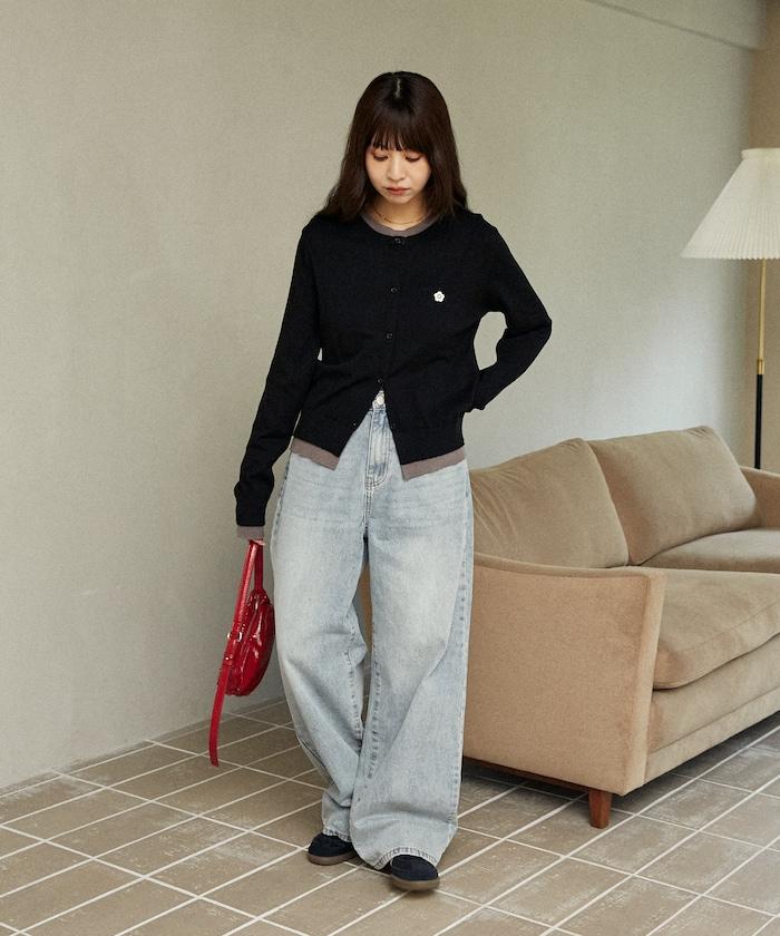 單點刺繡疊穿風針織開衫