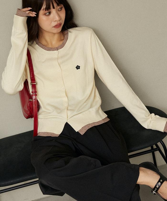 單點刺繡疊穿風針織開衫