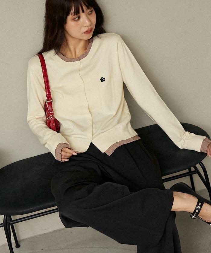 單點刺繡疊穿風針織開衫