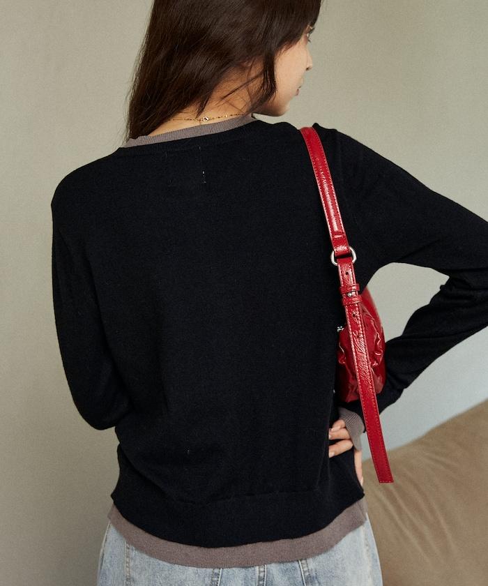 單點刺繡疊穿風針織開衫