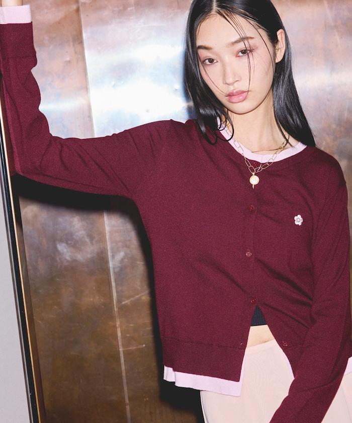 單點刺繡疊穿風針織開衫