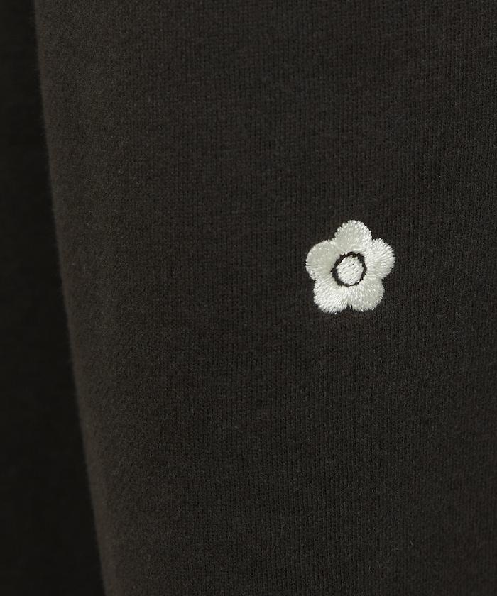 花卉圖案刺繡抽繩寬鬆衛褲