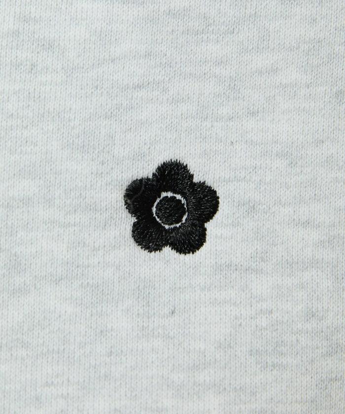 花卉圖案刺繡抽繩寬鬆衛褲