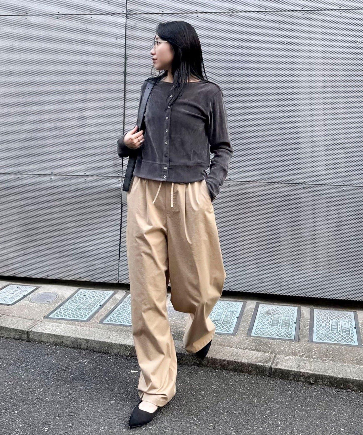 透視植絨短款開衫
