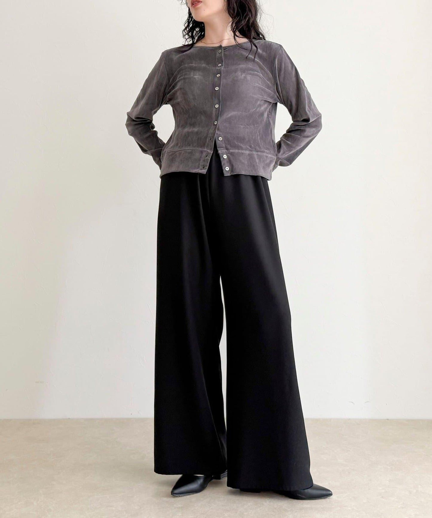 透視植絨短款開衫