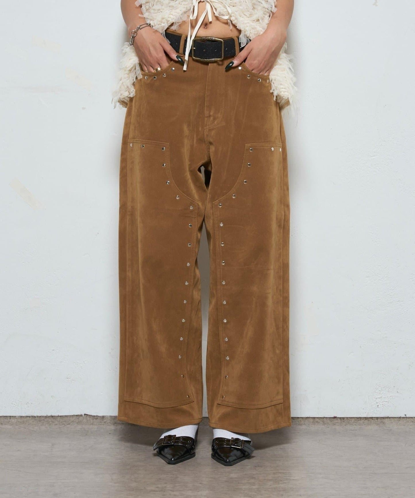 【AW】麂皮雙層膝蓋長褲