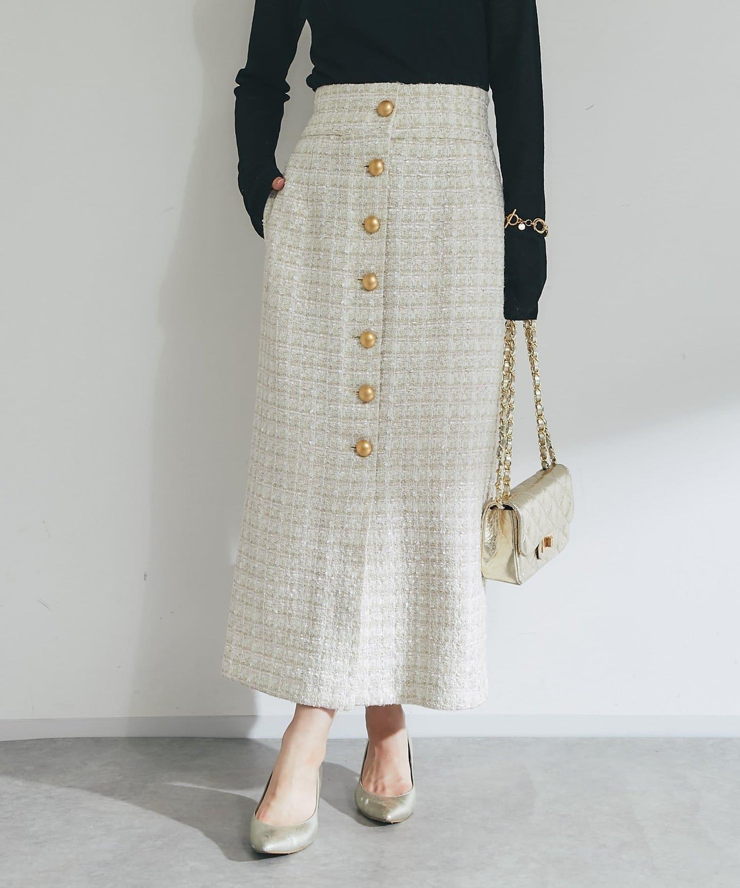 【優雅顯美】花呢修身長裙