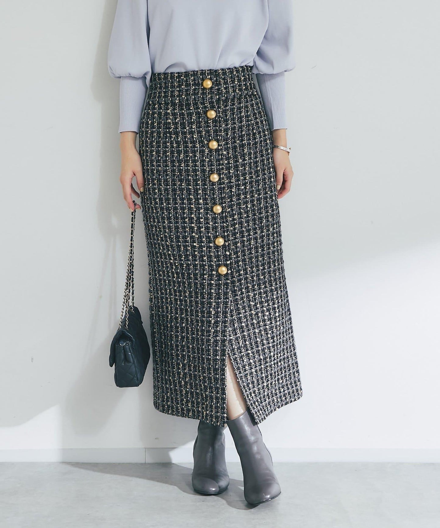 【優雅顯美】花呢修身長裙