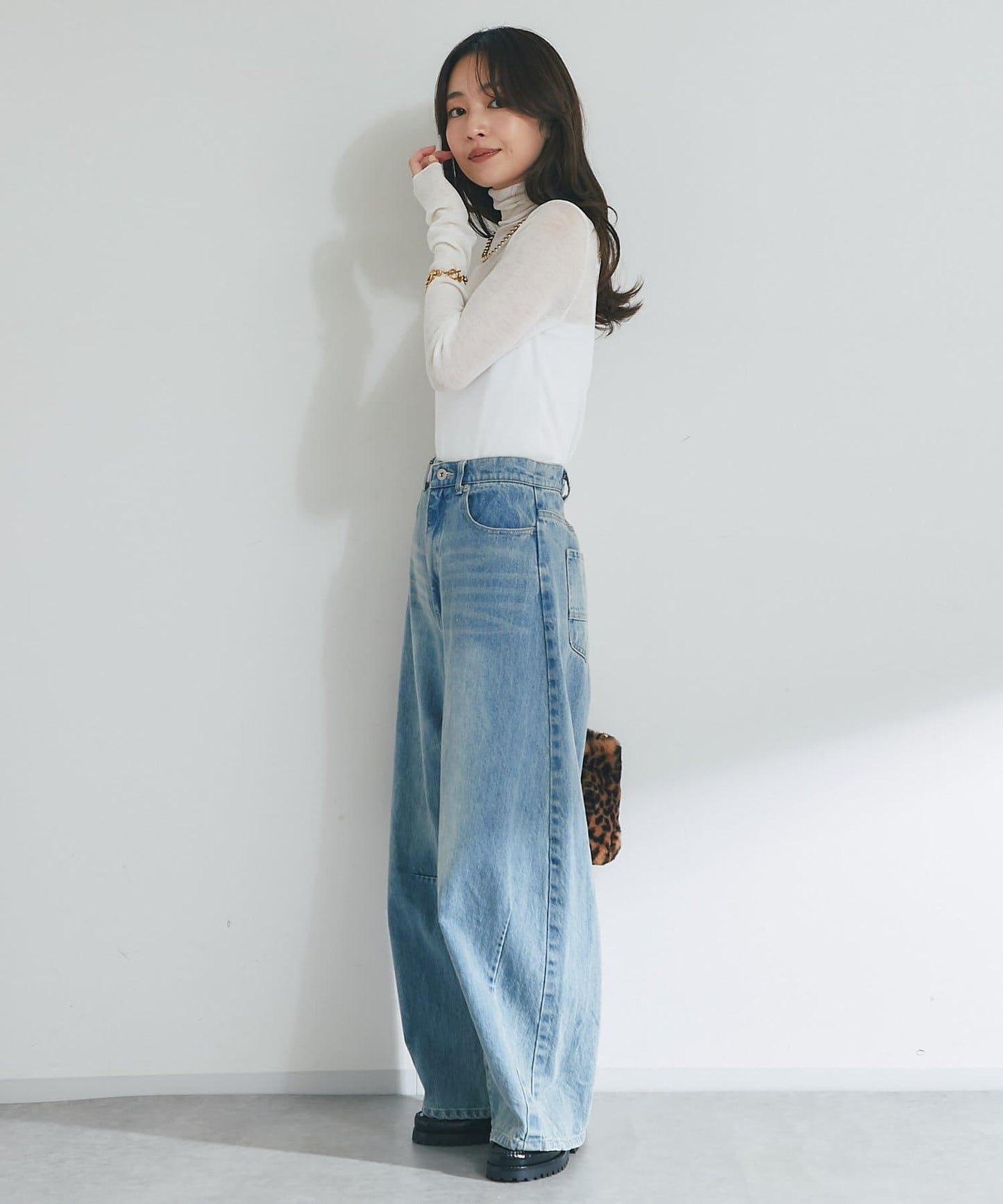 【名品・長季可穿】透視羊毛混紡羅紋高領針織衫