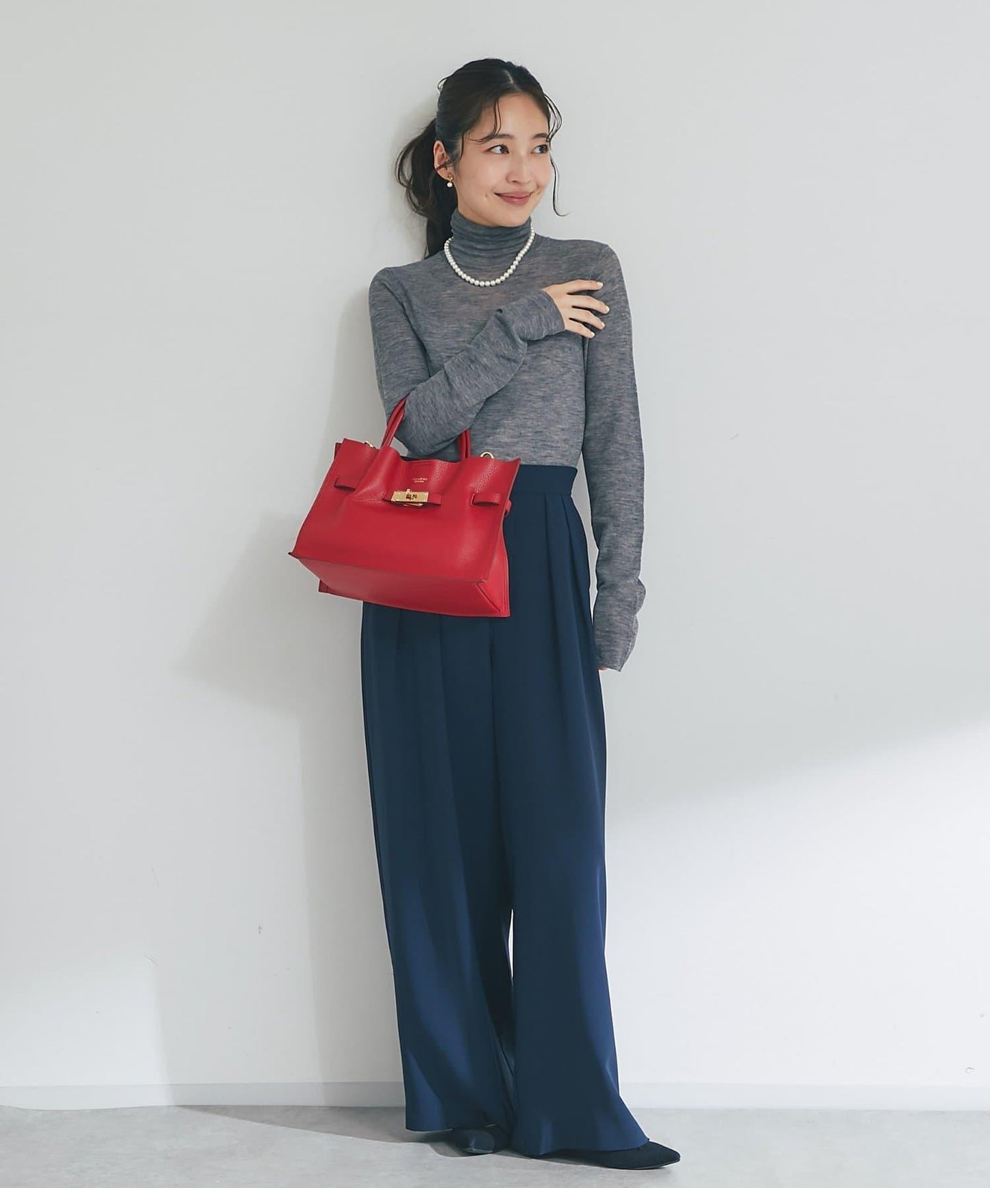 【名品・長季可穿】透視羊毛混紡羅紋高領針織衫