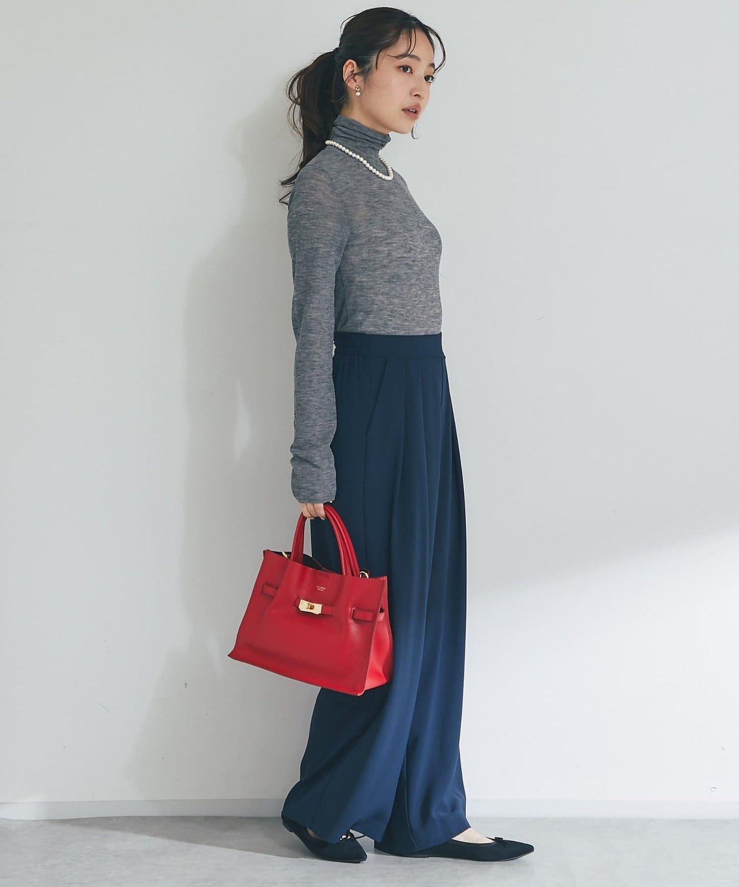 【名品・長季可穿】透視羊毛混紡羅紋高領針織衫