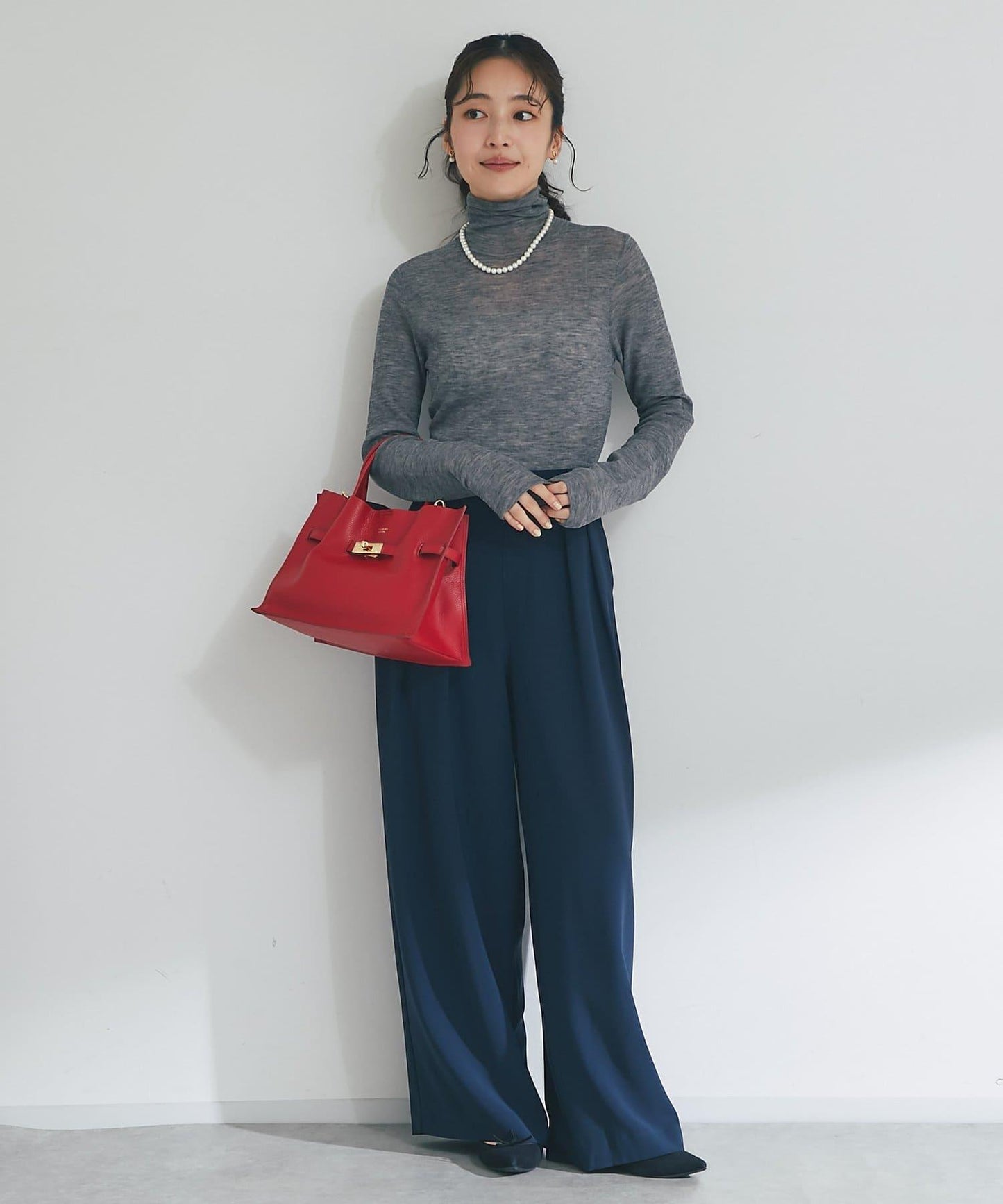 【名品・長季可穿】透視羊毛混紡羅紋高領針織衫