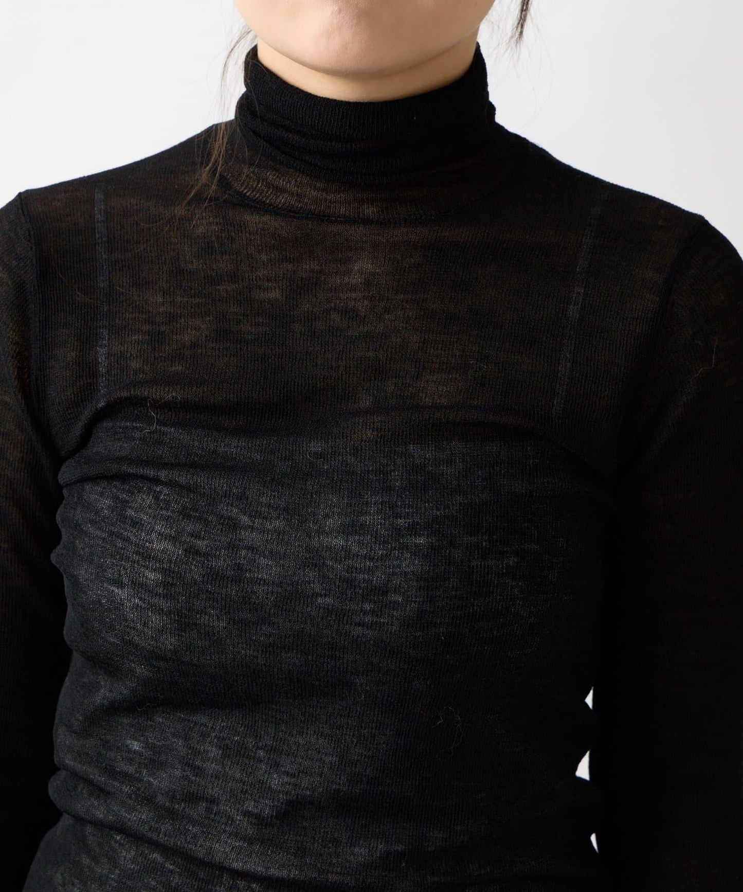 【名品・長季可穿】透視羊毛混紡羅紋高領針織衫