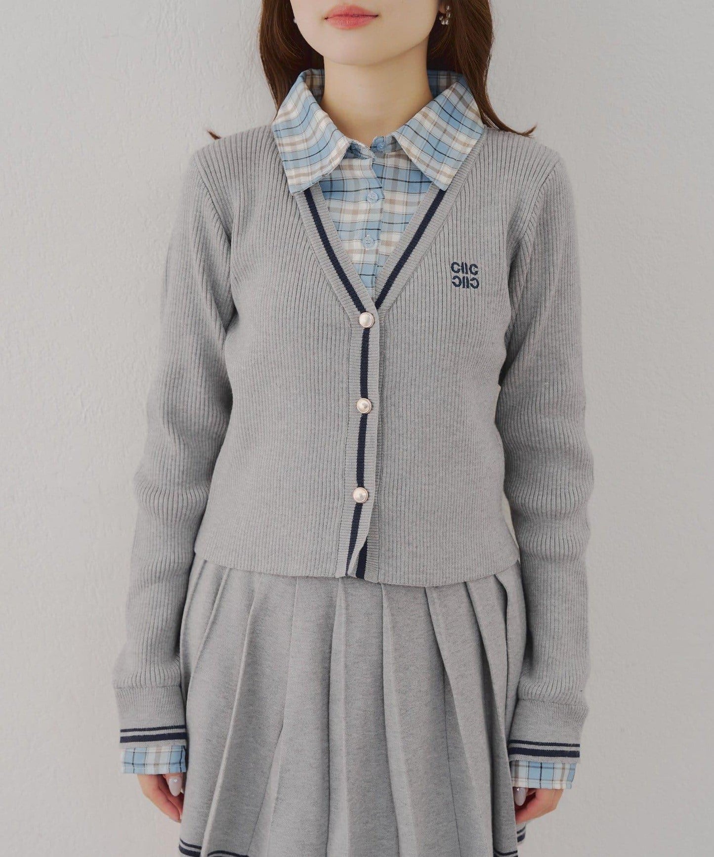 【可成套搭配】襯衫&開衫拼接套頭衫