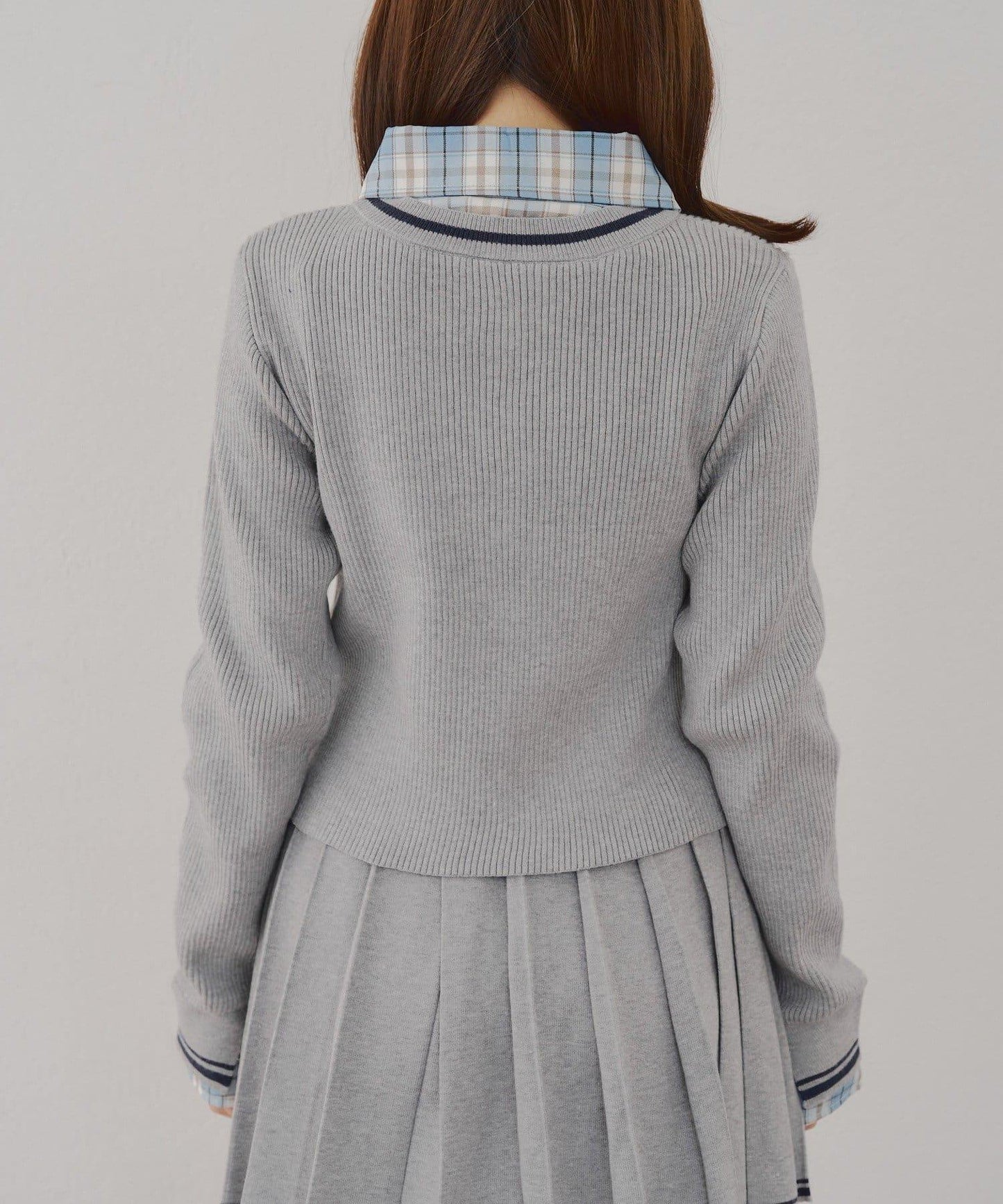 【可成套搭配】襯衫&開衫拼接套頭衫