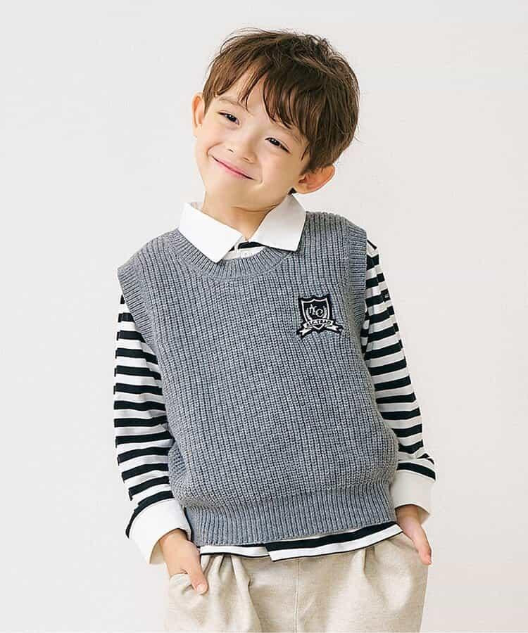 針織背心&條紋領T恤套裝_可機洗