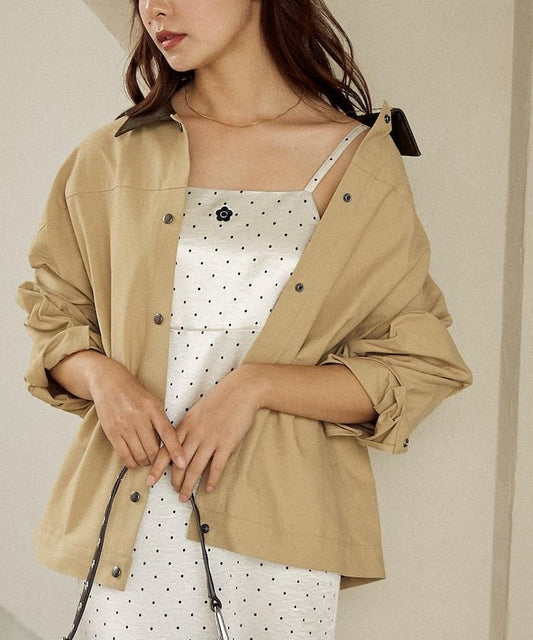 單點刺繡 下襬蕾絲 緞面吊帶連衣裙