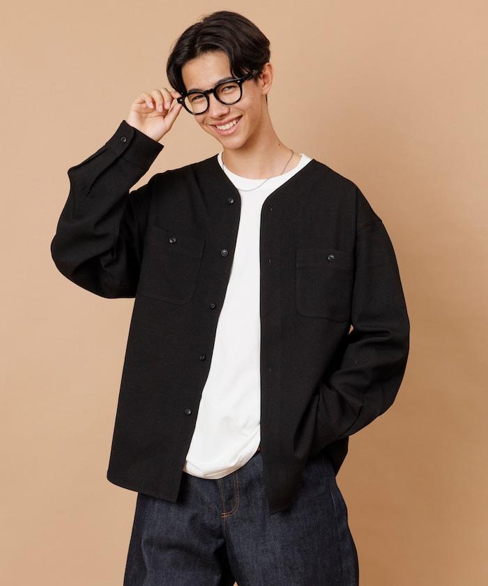 LANATEC WOOLY 寬鬆無領襯衫