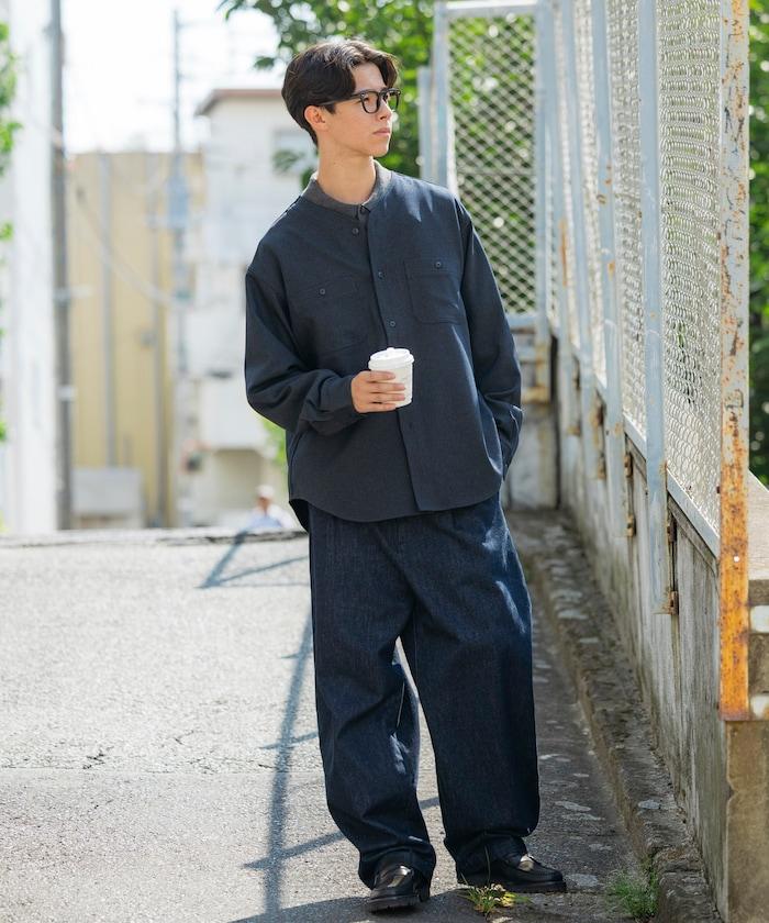 LANATEC WOOLY 寬鬆無領襯衫