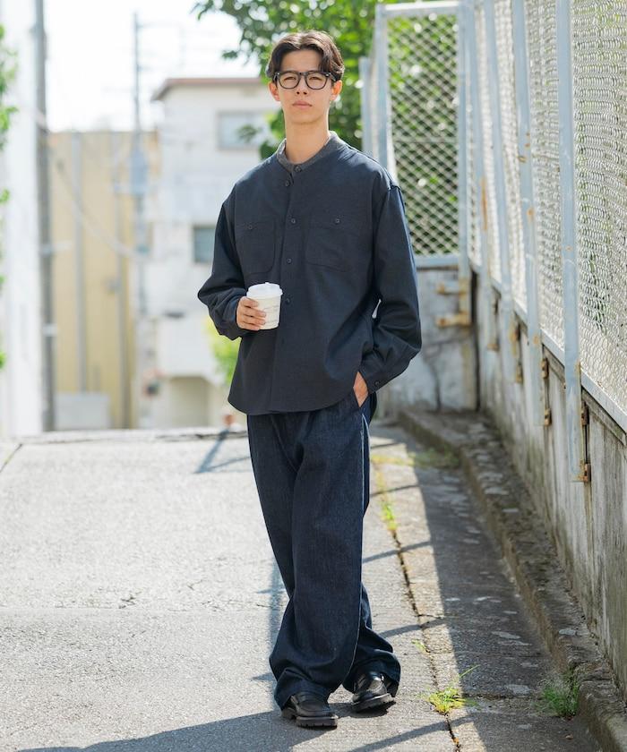 LANATEC WOOLY 寬鬆無領襯衫