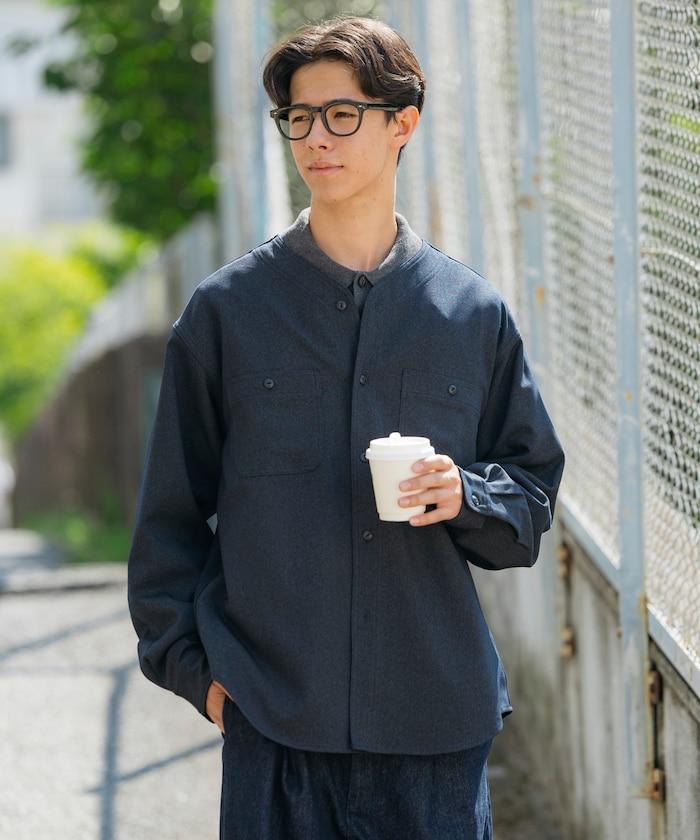 LANATEC WOOLY 寬鬆無領襯衫