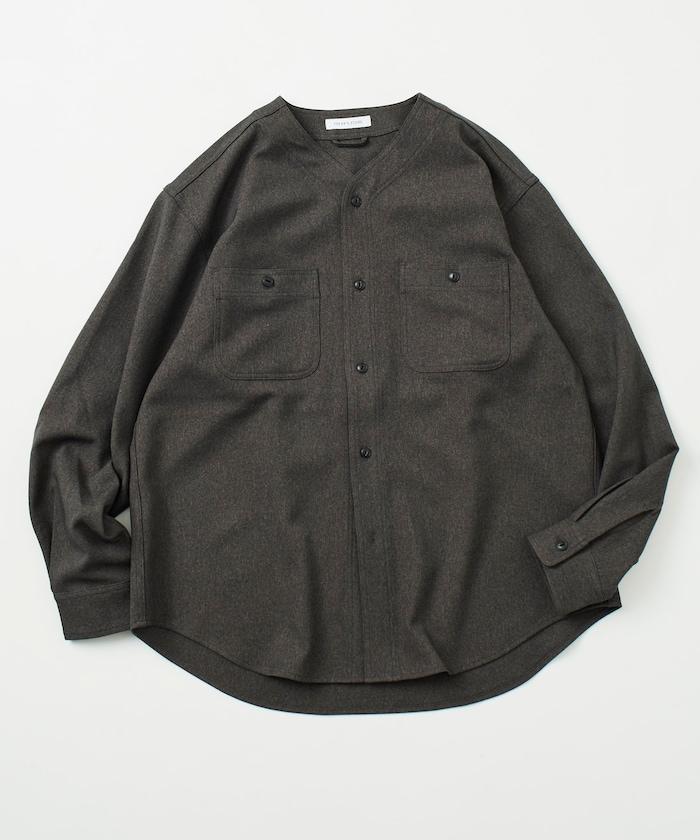 LANATEC WOOLY 寬鬆無領襯衫