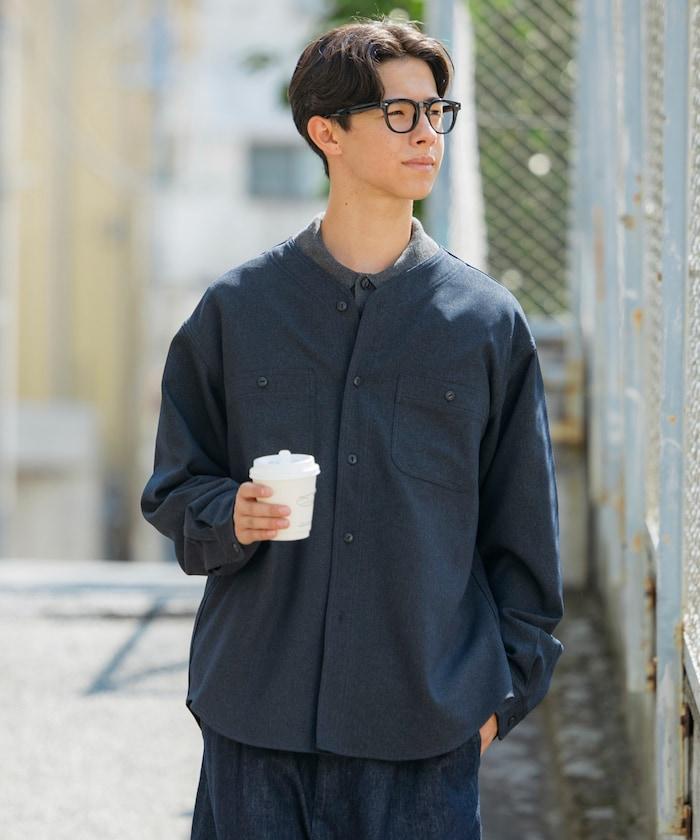 LANATEC WOOLY 寬鬆無領襯衫