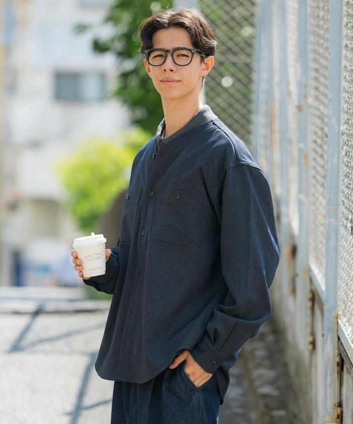 LANATEC WOOLY 寬鬆無領襯衫