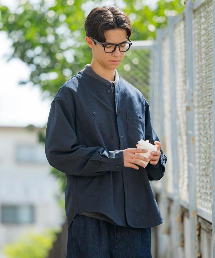 LANATEC WOOLY 寬鬆無領襯衫