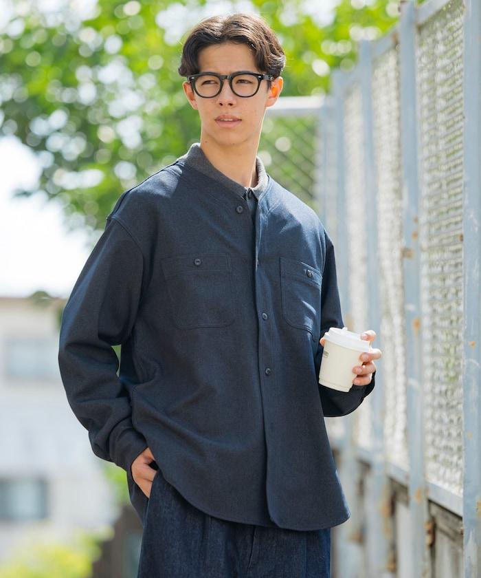 LANATEC WOOLY 寬鬆無領襯衫