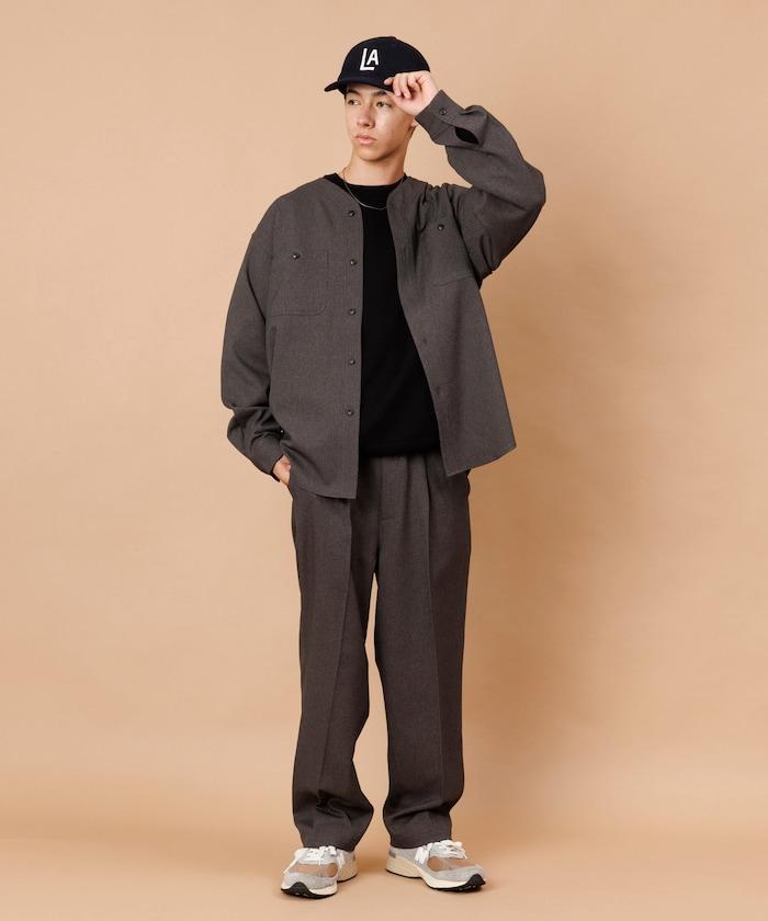 LANATEC WOOLY 寬鬆無領襯衫