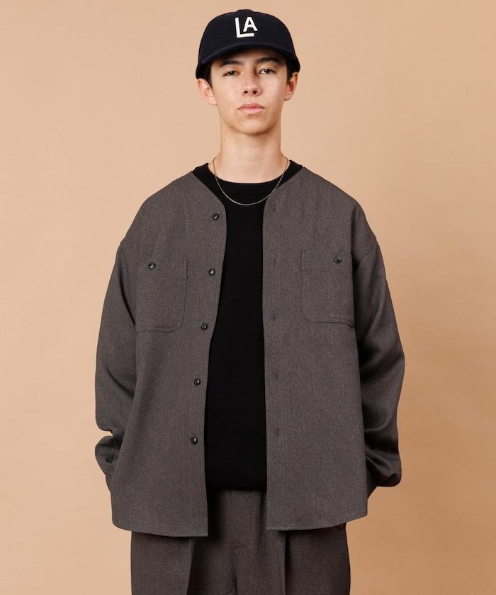 LANATEC WOOLY 寬鬆無領襯衫