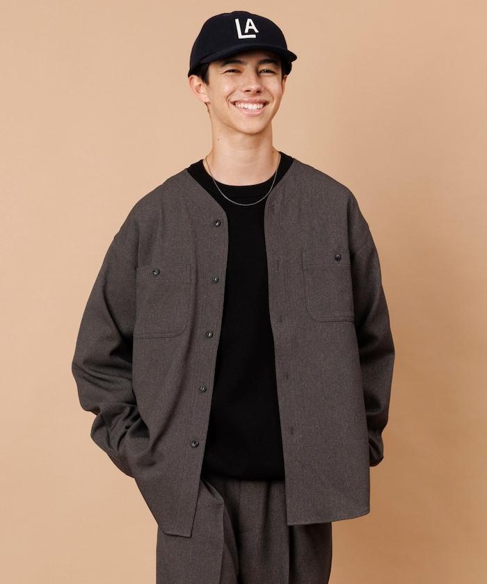 LANATEC WOOLY 寬鬆無領襯衫