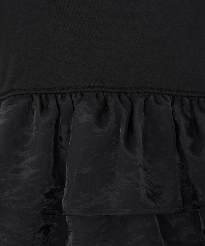 歐根紗荷葉邊拼接衛衣套頭衫