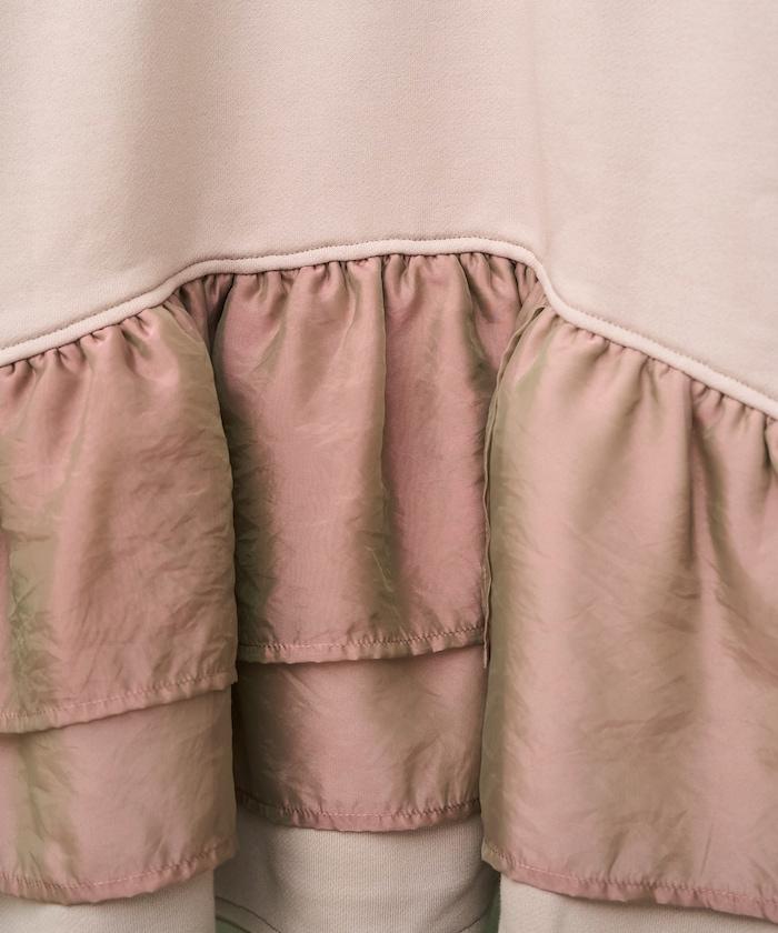 歐根紗荷葉邊拼接衛衣套頭衫