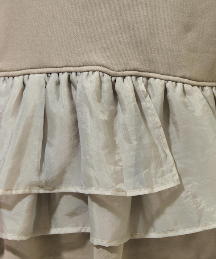 歐根紗荷葉邊拼接衛衣套頭衫