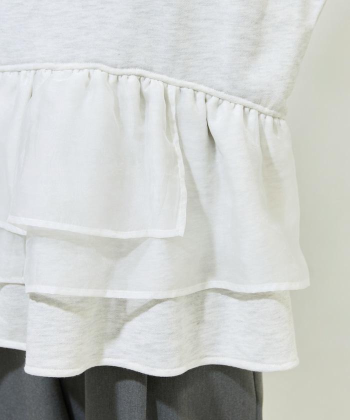 歐根紗荷葉邊拼接衛衣套頭衫