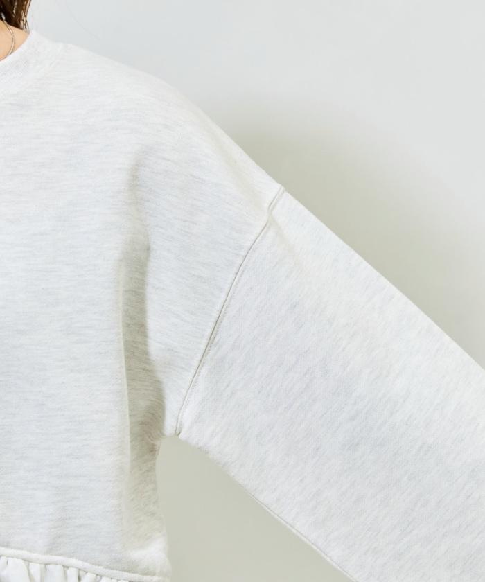 歐根紗荷葉邊拼接衛衣套頭衫